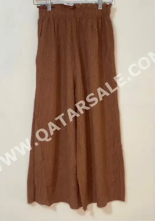 Trousers  - Zara  - Polyester  - Brown  -Size: XS