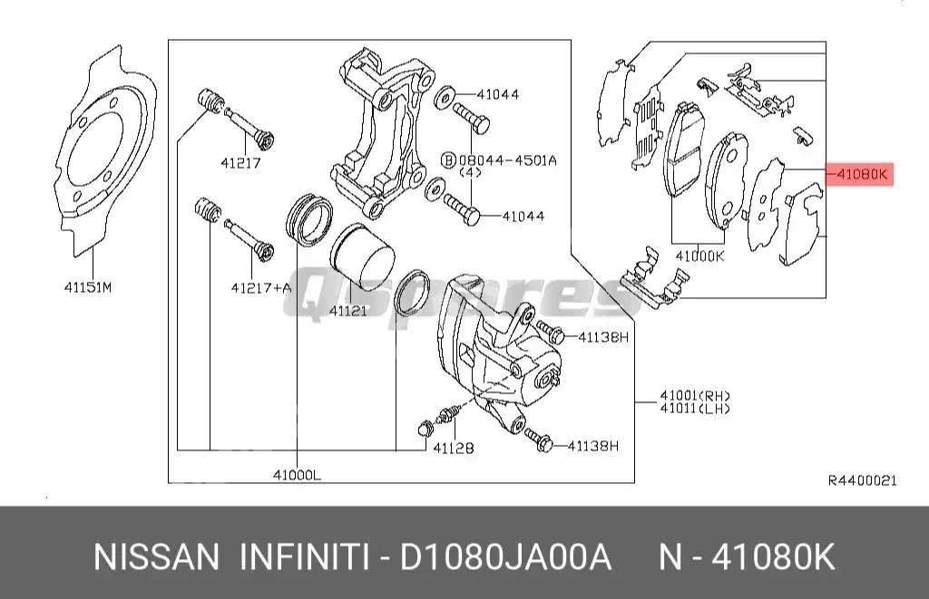 Car Parts - Nissan  Altima  - Brakes & Wheel Bearings  -Part Number: D1080JA00A