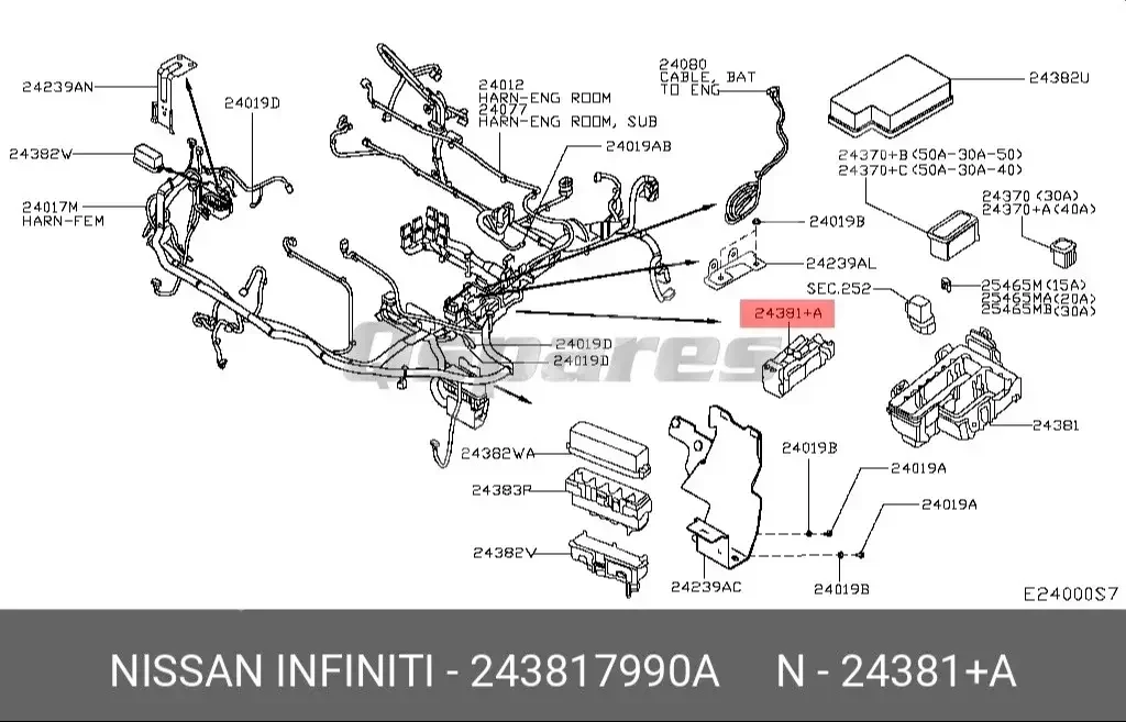 Car Parts - Nissan  Altima  - Lightning & Fuses  -Part Number: 243817990A