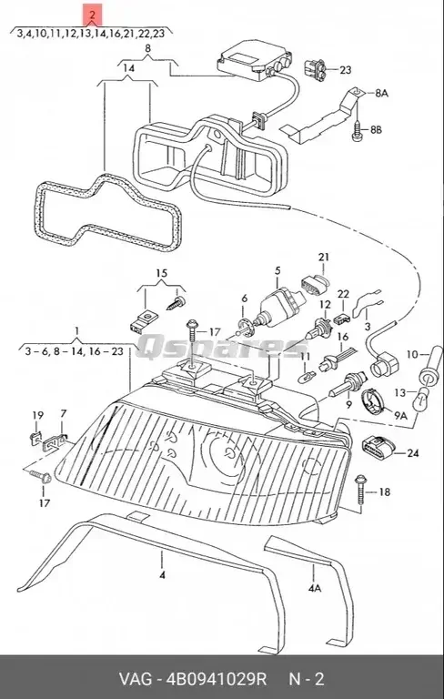 Car Parts - Audi  A6  - Lightning & Fuses  -Part Number: 4B0941029R