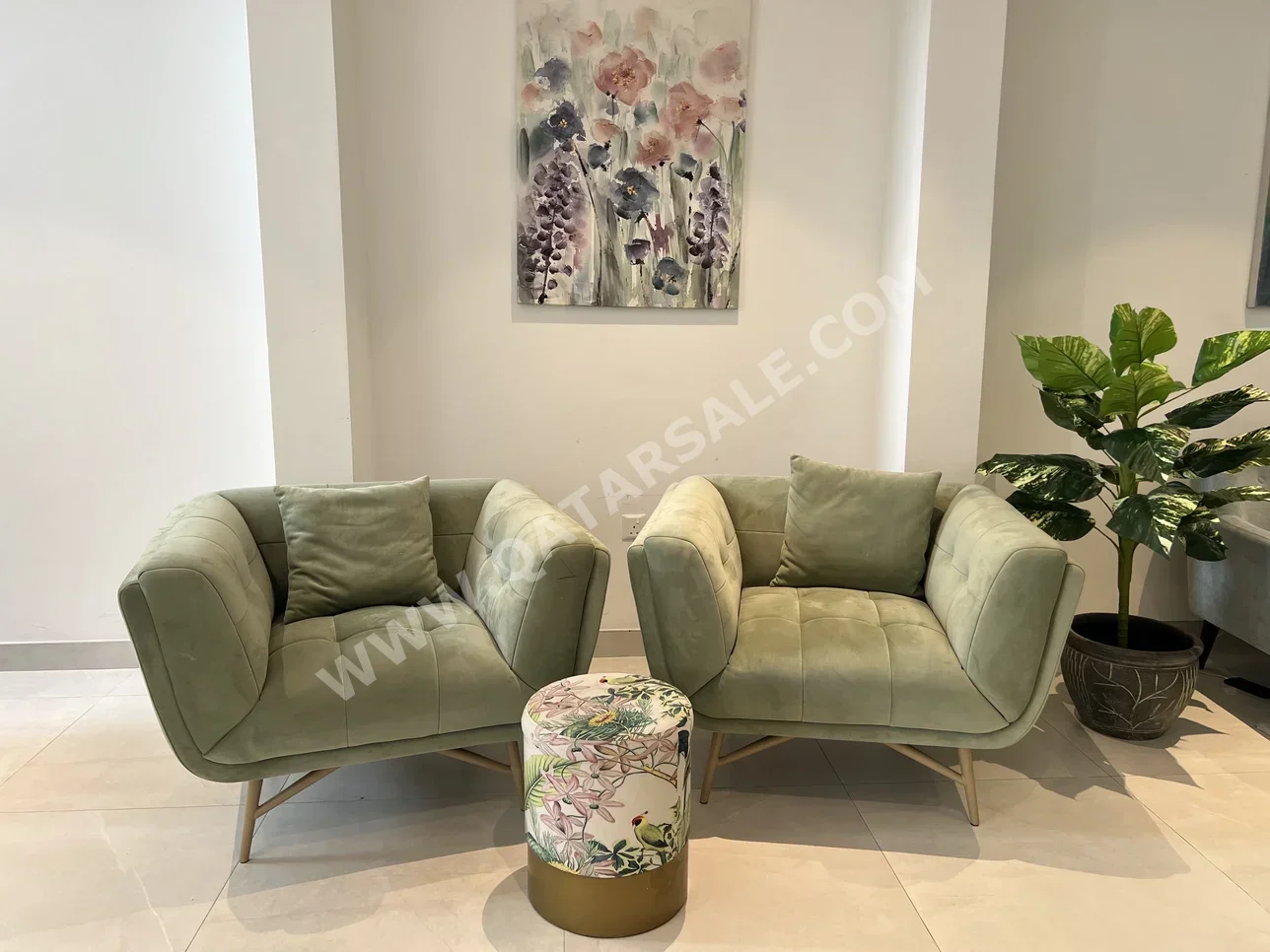 Sofas, Couches & Chairs Homes r Us  Armchair  - Velvet  - Green