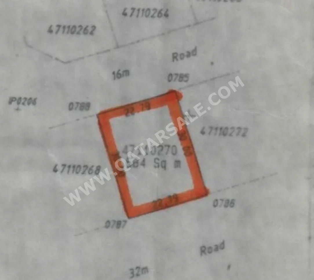 Lands For Sale in Doha  - Al Thumama  -Area Size 684 Square Meter