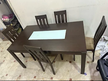 Dining Table with Chairs  - Brown  - 6 Seats