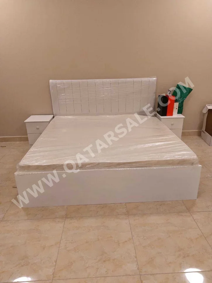 Beds - King  - White  - Mattress Included  - With Bedside Table
