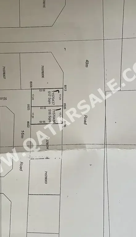 Lands For Sale in Al Shamal  -Area Size 516 Square Meter